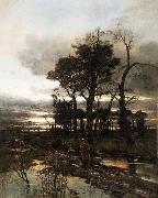 Karl Heffner An evening landscape painting